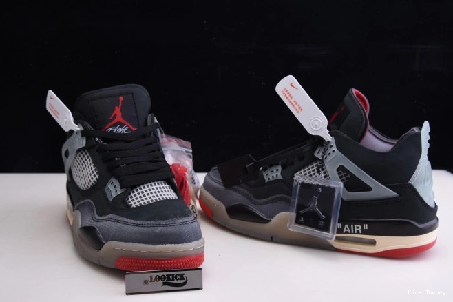 Kicked Out Shoe Store Jordan Bred White Air x Off Retro 4 CV9388-001 0710